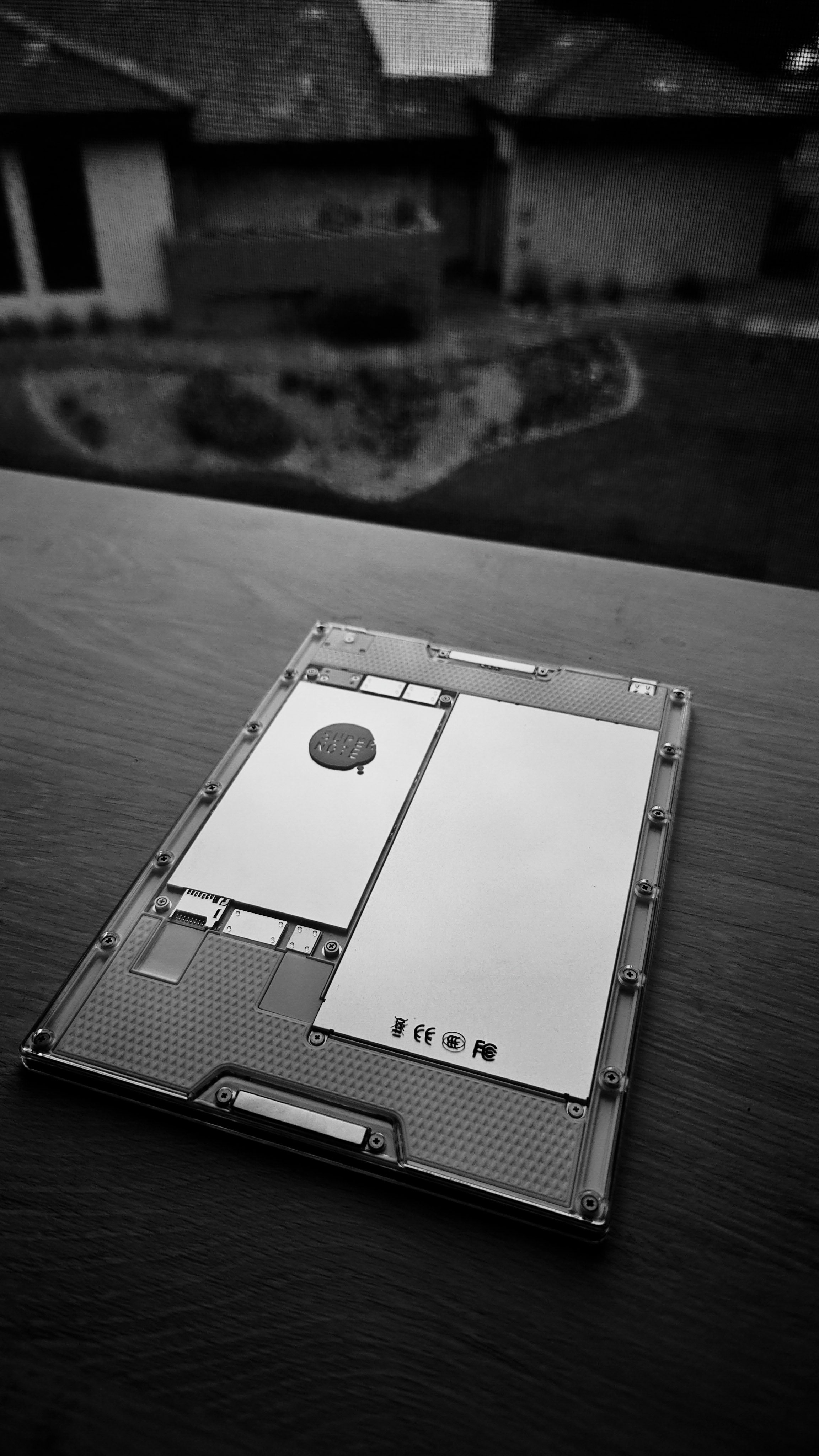 Supernote Nomad Crystal edition transparent backplate showing internal components
